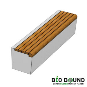 Parkband zitrand bank Elegance basis met houten zitting volledige breedte biobased circulair beton