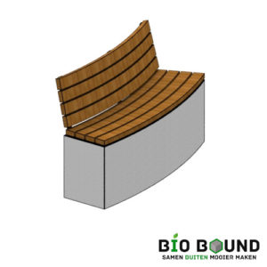 Biobased betonnen zitrandelement Floor bochtelement met rugleuning radiaal