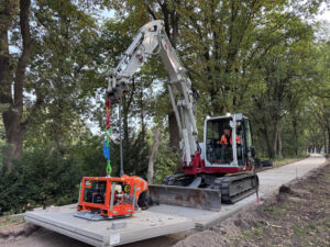 Gekoppelde betonnen fietspadplaten