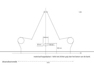productie maatwerk betonnen bank - ontwerptekening